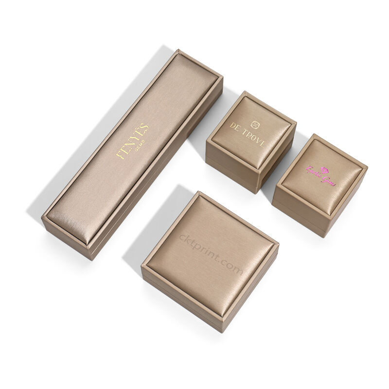 샴페인 골드 럭셔리 보석 상자 사용자 지정 로고와 우아한 선물 포장용 재활용 재료