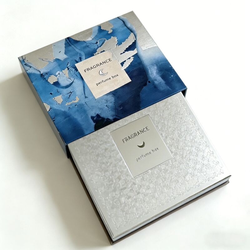 실버 포일 스탬핑 및 350gsm FSC 인증 종이 보드로 고급 향수 포장용 맞춤 로고 향수 선물 상자