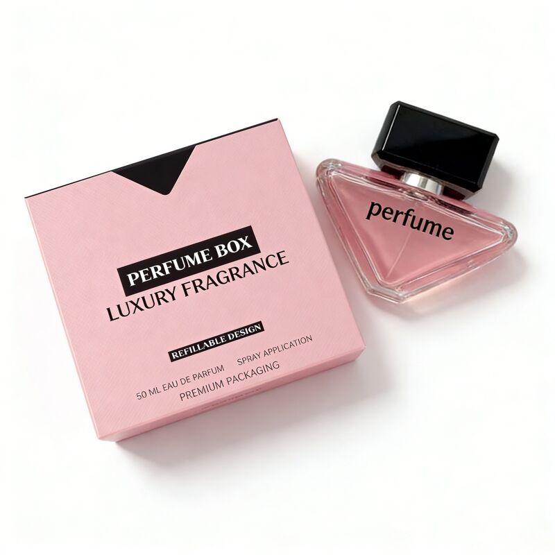 350,400gsm 강지 및 4도 인쇄, 핫 스탬핑, UV 처리된 이중 슬롯 카드 종이 V컷 디자인 향수 포장 상자